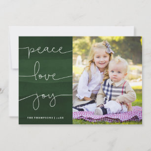 Cartes Pour Fêtes Annuelles Green Painted Peace Love Joy Photo Holiday Card