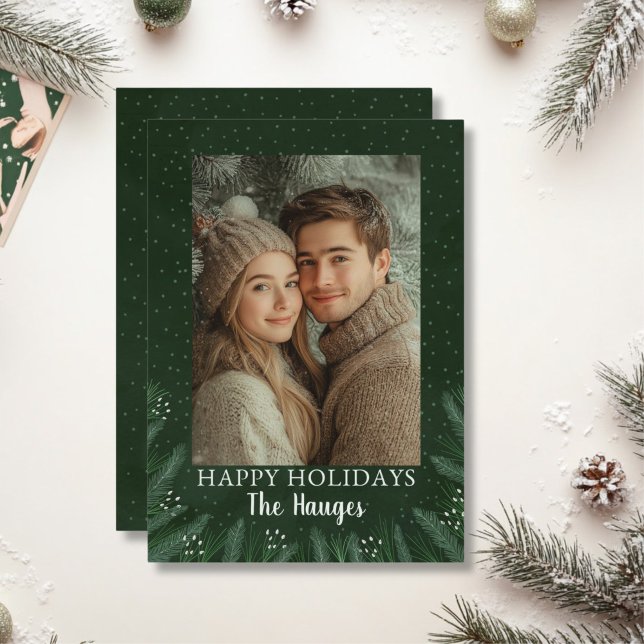 Cartes Pour Fêtes Annuelles Green Pine Tree Joyeuses Vacances (Green Pine tree Christmas Card)