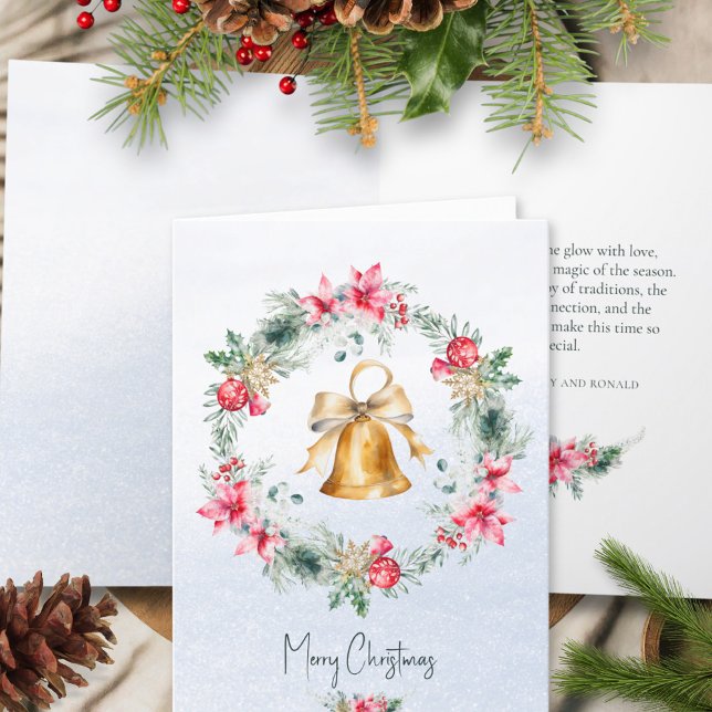 Cartes Pour Fêtes Annuelles Green Red Gold Bell Snowflake Noël Wath (Créateur téléchargé)