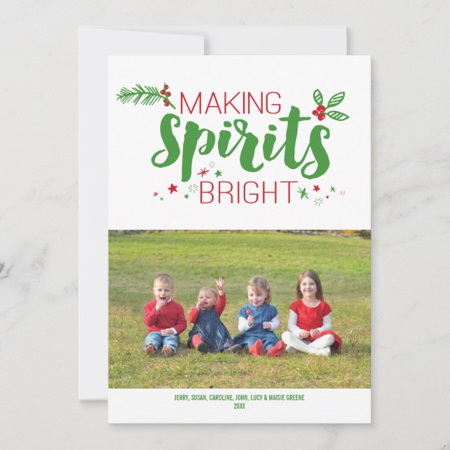 Cartes Pour Fêtes Annuelles Green & Red Making Spirits Bright 2015 Holiday (Devant)