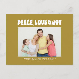 Cartes Pour Fêtes Annuelles Green Retro Super Peace Love Jove Photo
