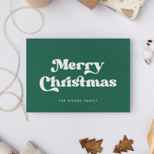 Cartes Pour Fêtes Annuelles Green Retro Vintage Font Joyeux Noël