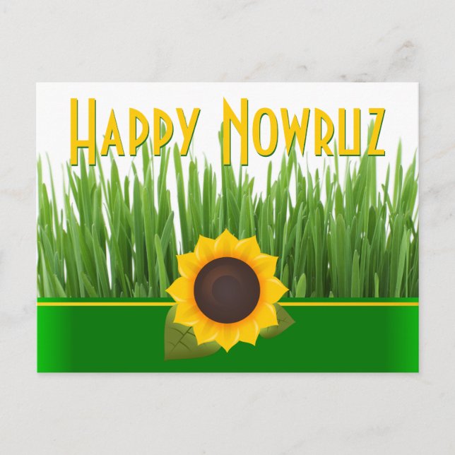 Cartes Pour Fêtes Annuelles Green Sabzeh Sunflower Iran Nouvel An Nowruz (Devant)
