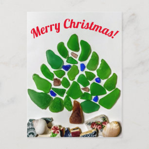 Cartes Pour Fêtes Annuelles Green Sea Glass Washington Plages Arbre de Noël