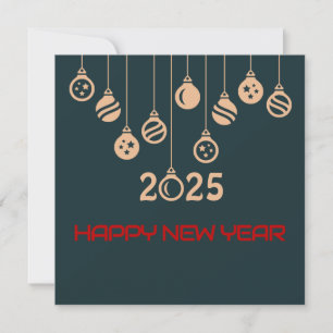 Cartes Pour Fêtes Annuelles Green Square wish card New Year Christmas ball