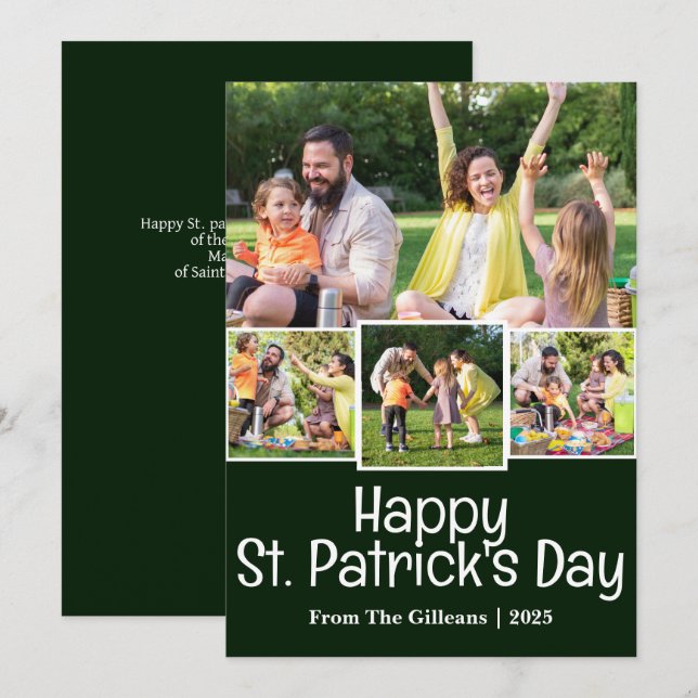 Cartes Pour Fêtes Annuelles Green St. patrick's day Famille Shamrock 4 photo (Devant / Derrière)