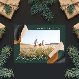 Cartes Pour Fêtes Annuelles Green terracotta modern minimal watercolor photo h