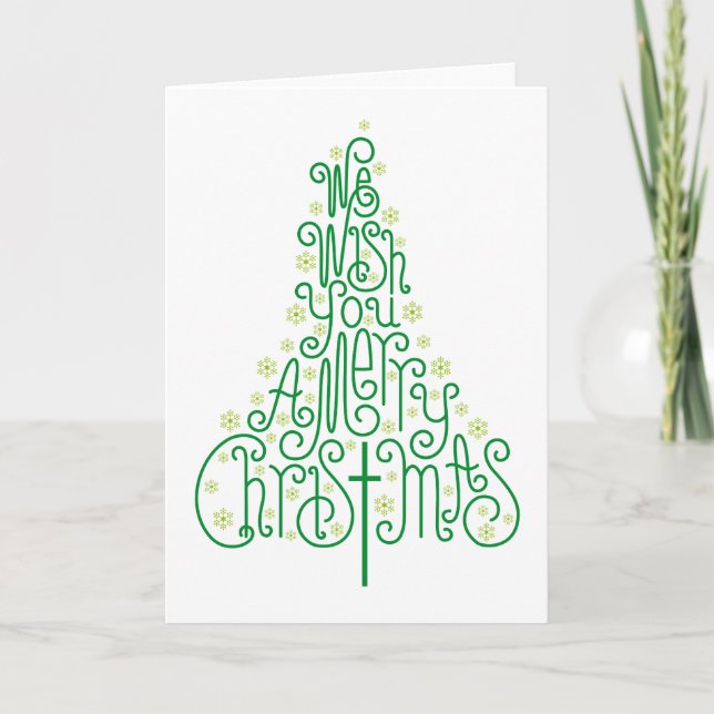 Cartes Pour Fêtes Annuelles Green typographic Christmas tree (Devant)