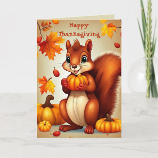 Cartes Pour Fêtes Annuelles Greetings From Mr. Squirrel Thanksgiving Card