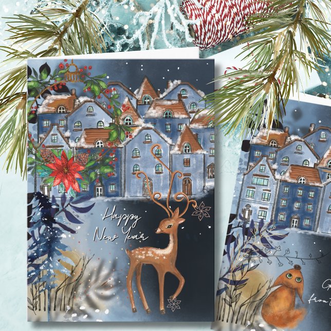 Cartes Pour Fêtes Annuelles Greetings from the North I Nordic Village  (Greetings from the North I Nordic Village Holiday Card)