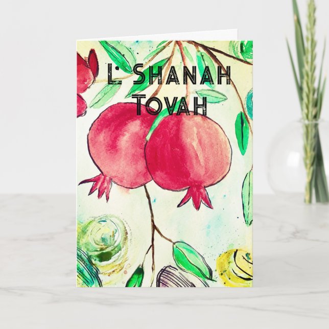 Cartes Pour Fêtes Annuelles Grenade du fruit de Rosh Hashanah Shana Tova (Devant)