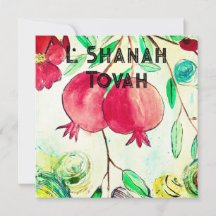 Cartes Pour Fêtes Annuelles Grenade du fruit de Rosh Hashanah Shana Tova