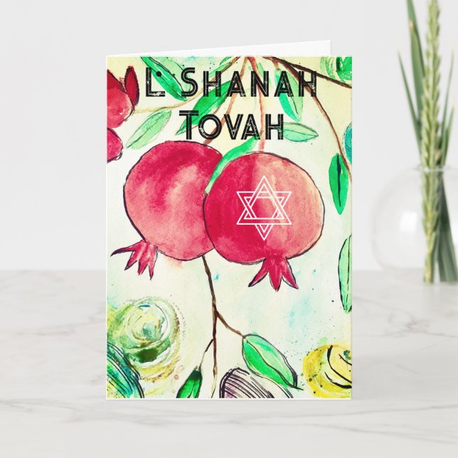 Cartes Pour Fêtes Annuelles Grenade Rosh Hashanah Fruit Shana Tova (Devant)