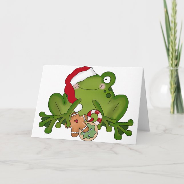 Cartes Pour Fêtes Annuelles Grenouille de Noël (Devant)