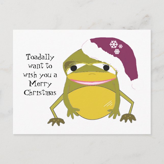 Cartes Pour Fêtes Annuelles Grenouille humoristique dans un Casquette de Noël (Devant)