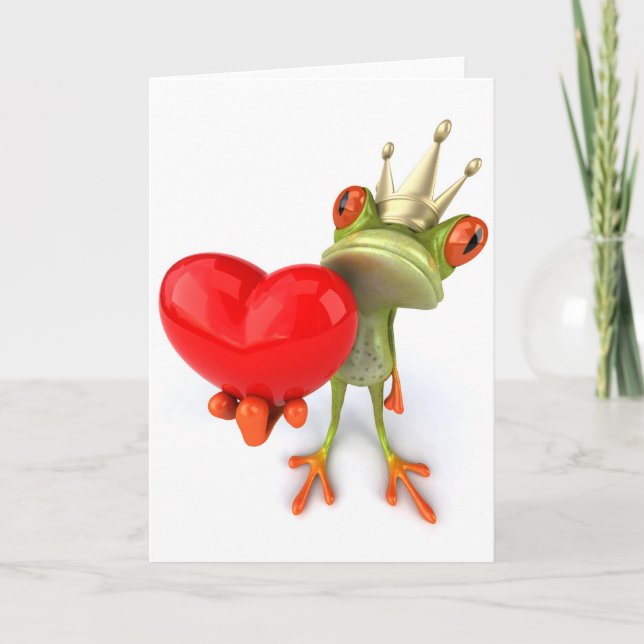 Cartes Pour Fêtes Annuelles Grenouille le Roi Heart (Devant)