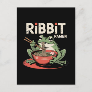 Cartes Pour Fêtes Annuelles Grenouille manger Ramen drôle Ribbit Ramen