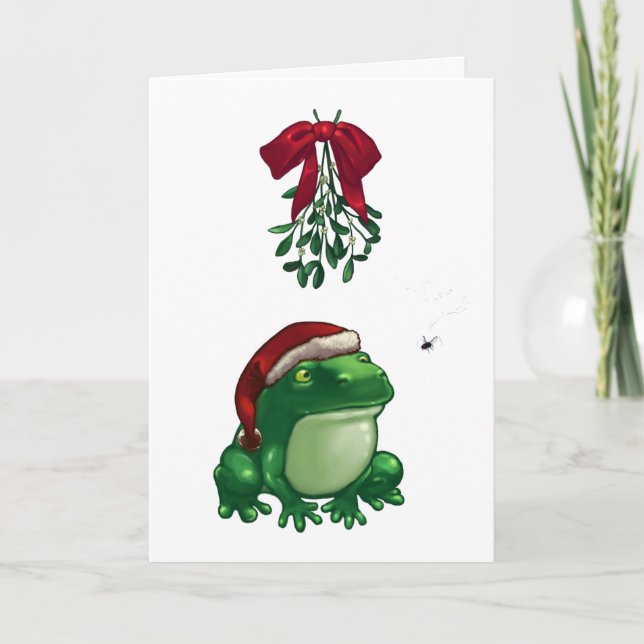 Cartes Pour Fêtes Annuelles Grenouille sous le gui (Devant)