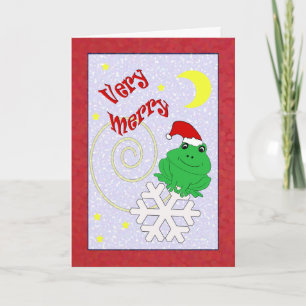 Cartes Pour Fêtes Annuelles Grenouille Whimsical Père Noël Très Joyeux Noël