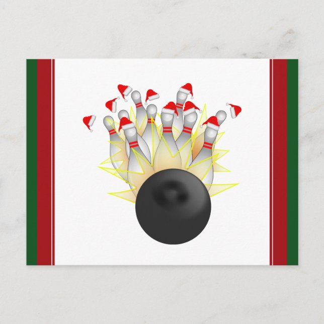 Cartes Pour Fêtes Annuelles Grève du bowling de Noël (Devant)