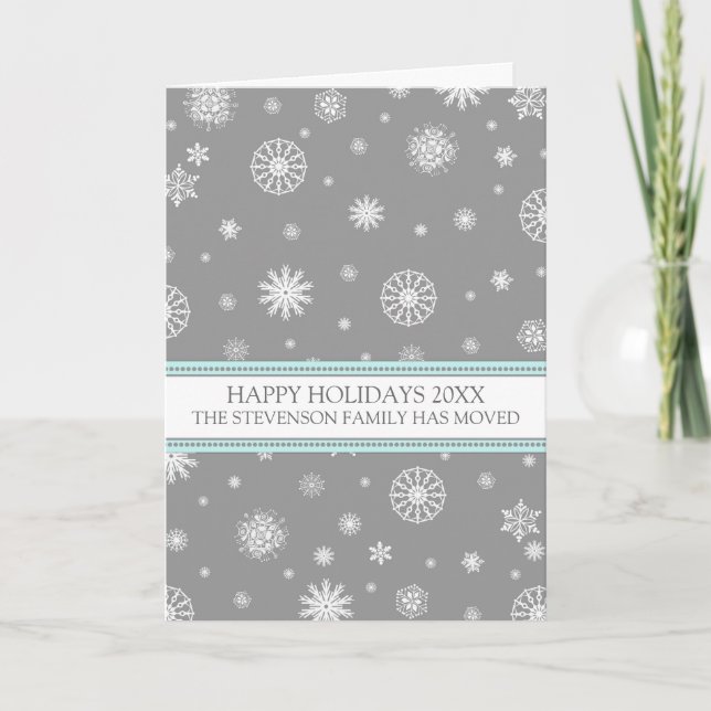 Cartes Pour Fêtes Annuelles Grey Aqua Snowflakes Christmas (Devant)