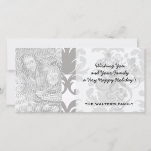 Cartes Pour Fêtes Annuelles grey baroque damask