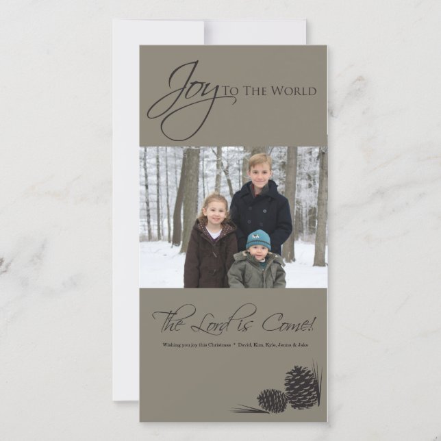 Cartes Pour Fêtes Annuelles Grey Joy to the World Photocard (Devant)