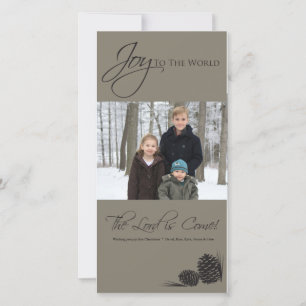 Cartes Pour Fêtes Annuelles Grey Joy to the World Photocard