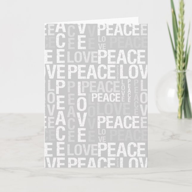 Cartes Pour Fêtes Annuelles Grey Peace Love Typographie (Devant)