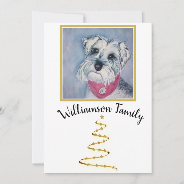 Cartes Pour Fêtes Annuelles Grey Schnauzer Chiot Joyeux (Devant)