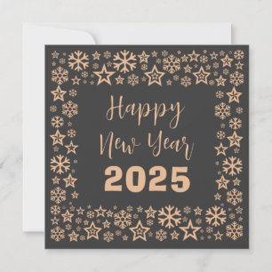 Cartes Pour Fêtes Annuelles Grey Square wish card with a lot of golden stars