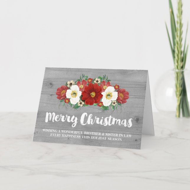 Cartes Pour Fêtes Annuelles Grey Wood Red Christmas Brother & Soeur en droit (Devant)