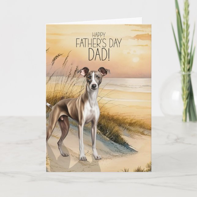 Cartes Pour Fêtes Annuelles Greyhound Dog Sunset Beach Father's Day (Devant)