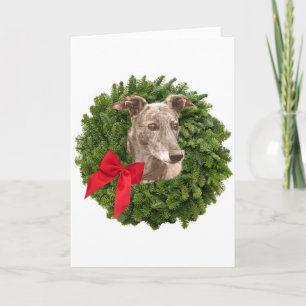 Cartes Pour Fêtes Annuelles Greyhound in Xmas Wreath
