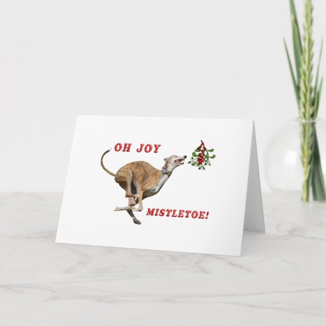 Cartes Pour Fêtes Annuelles Greyhound & Mistletoe (Devant)
