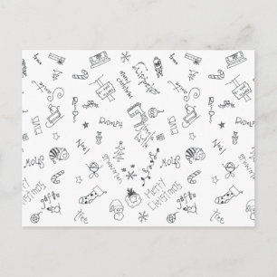 Cartes Pour Fêtes Annuelles gribouillage amusant Noël noir et blanc