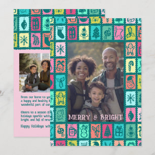 Cartes Pour Fêtes Annuelles Grille de Noël fantaisiste Douce personnalisée 3 P