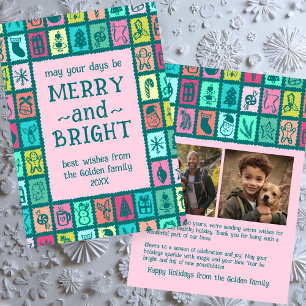 Cartes Pour Fêtes Annuelles Grille de Noël Fantaisiste Personnalisée 2 PHOTOS
