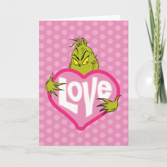Cartes Pour Fêtes Annuelles Grille | Love Pink Heart (Devant)