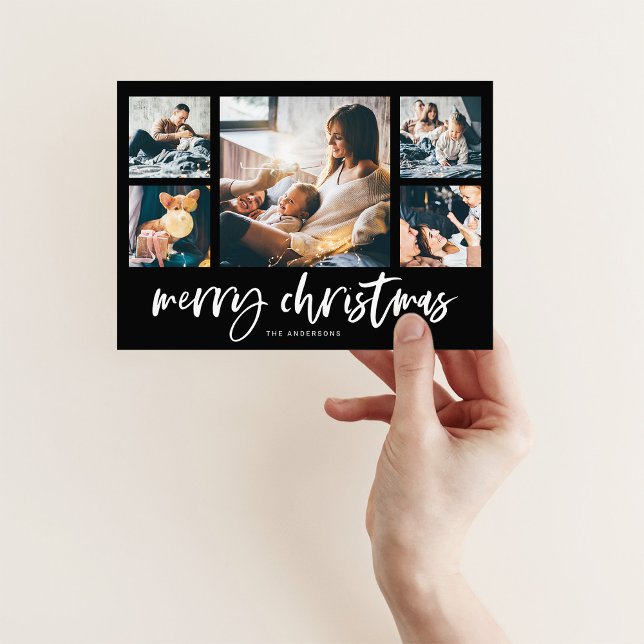 Cartes Pour Fêtes Annuelles Grille multi-photos de script décontracté | Joyeux (Créateur téléchargé)
