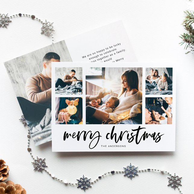 Cartes Pour Fêtes Annuelles Grille multi-photos de script décontracté | Joyeux (Créateur téléchargé)