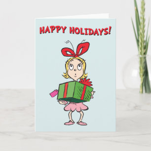 Cartes Pour Fêtes Annuelles Grinch   Cindy-Lou Who - Présent en main