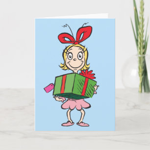 Cartes Pour Fêtes Annuelles Grinch Cindy-Lou Who - Tenant un Cadeau