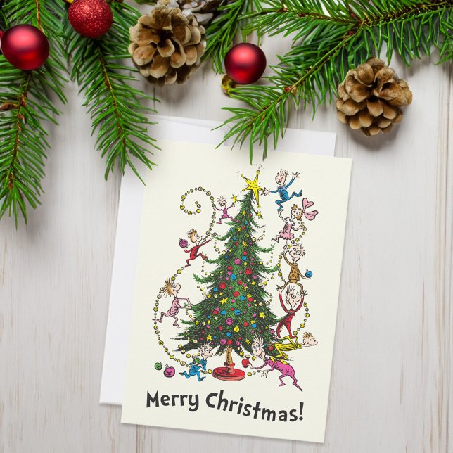 Cartes Pour Fêtes Annuelles Grinch classique | Arbre de Noël (Card on table)
