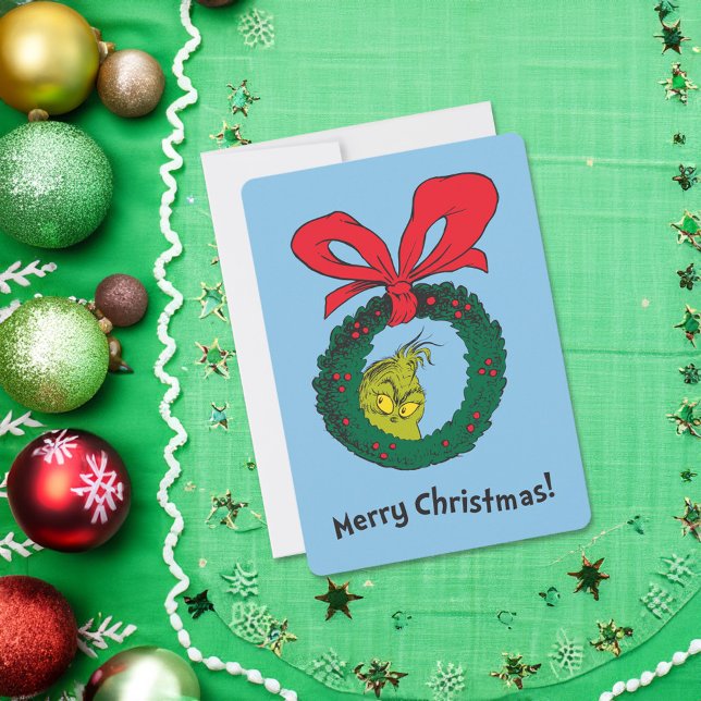 Cartes Pour Fêtes Annuelles Grinch classique | Christmas Wreath (Card on table)