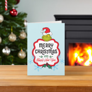 Cartes Pour Fêtes Annuelles Grinch Classique Joyeux Noël et Bonne Année
