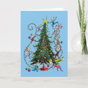 Cartes Pour Fêtes Annuelles Grinch Classique Photo de vacances d'arbre de No
