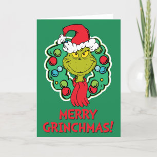 Cartes Pour Fêtes Annuelles Grinch Couronne de Noël