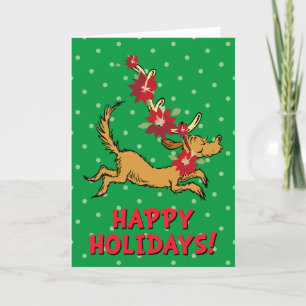 Cartes Pour Fêtes Annuelles Grinch Max Pointsettia de Noël