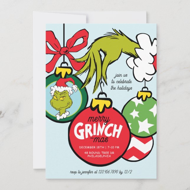 Cartes Pour Fêtes Annuelles Grinch Ornament Christmas Party (Devant)